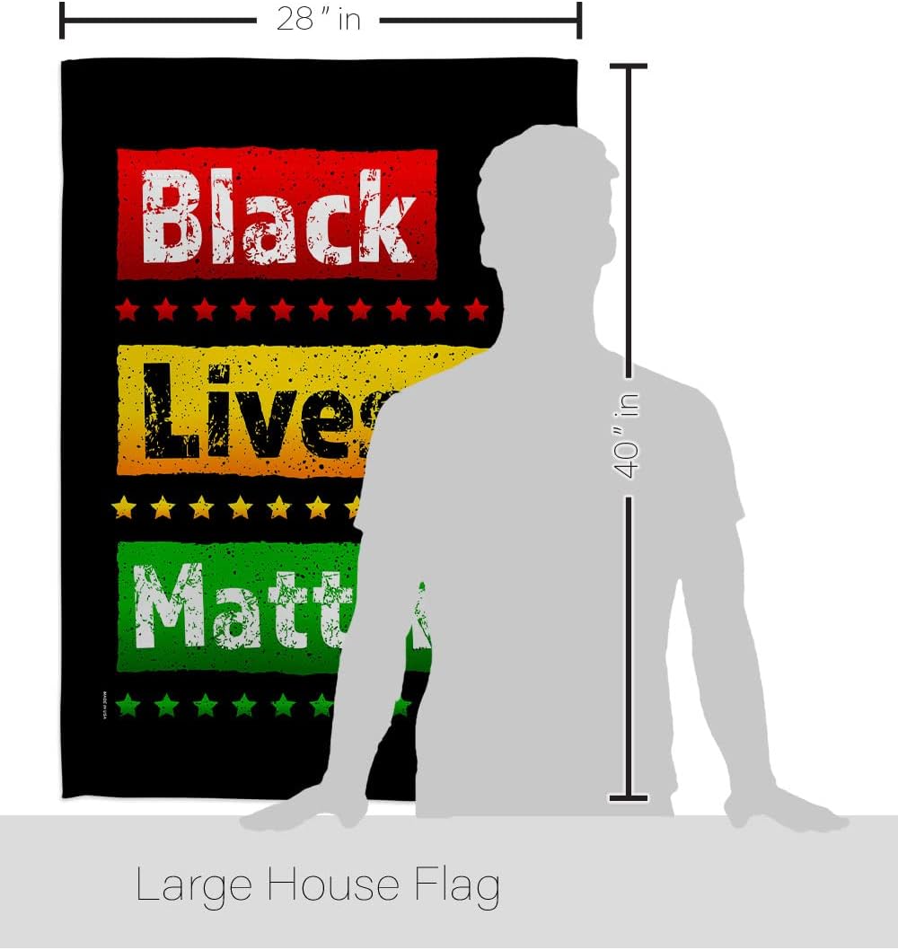 Black Lives Matter Pack Support Cause BLM Anti Racism Revolution Movement Equality Social USA Vintage Applique Decoration Banner Small Garden Yard Gift Double-Sided, House Flag 28" x 40", Thick Fabric