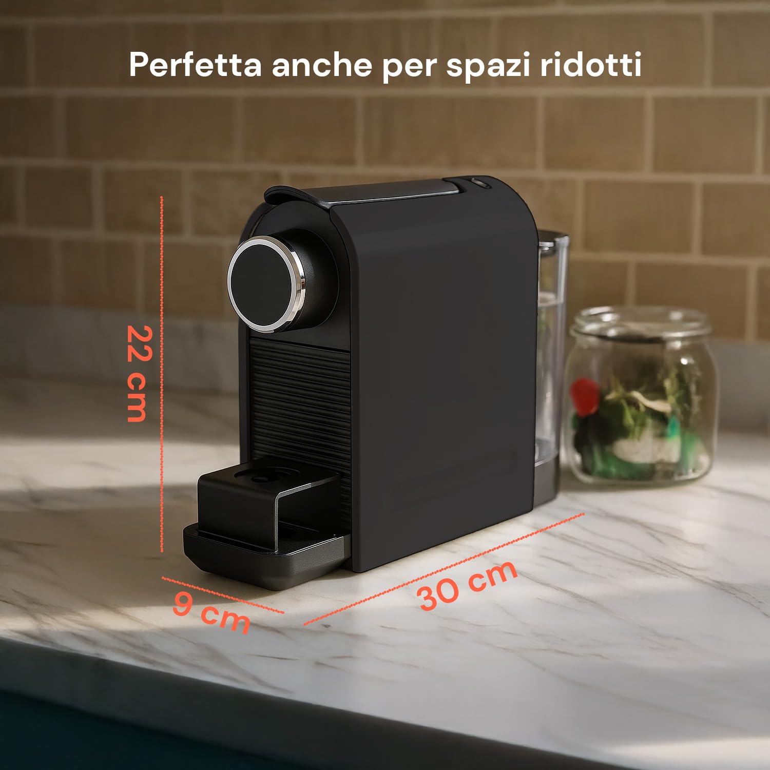 Avilia - Macchina Caffè da 1400W con Pressione 20 Bar Compatibile Capsule Standard, Serbatoio da 0,5L, Erogazione Programmabile e Spegnimento Automatico per Caffè Espresso Cremoso e Veloce Nera