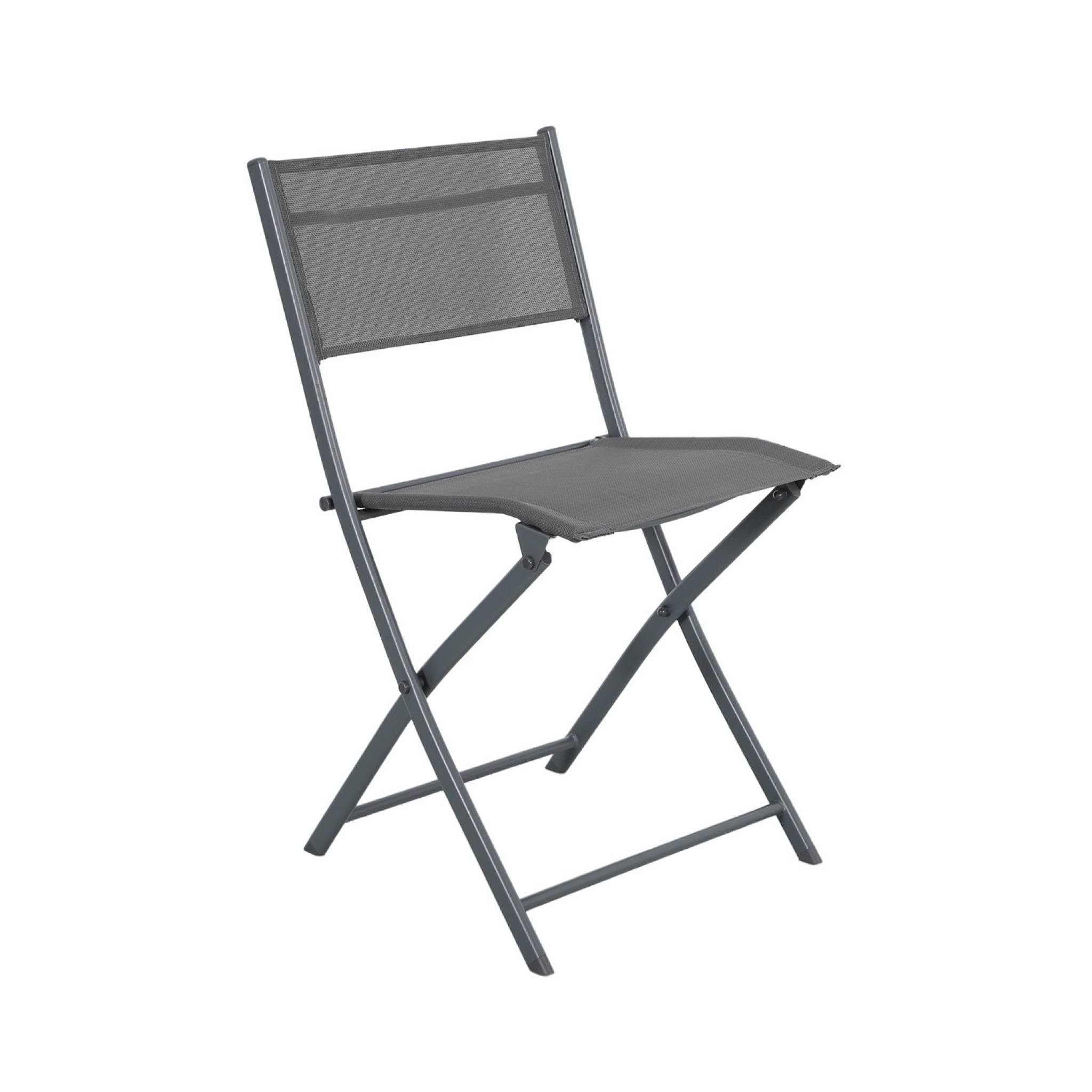 sweeek - Table de Jardin Pliante Acier + 4 assises textilène Anthracite - Ancona