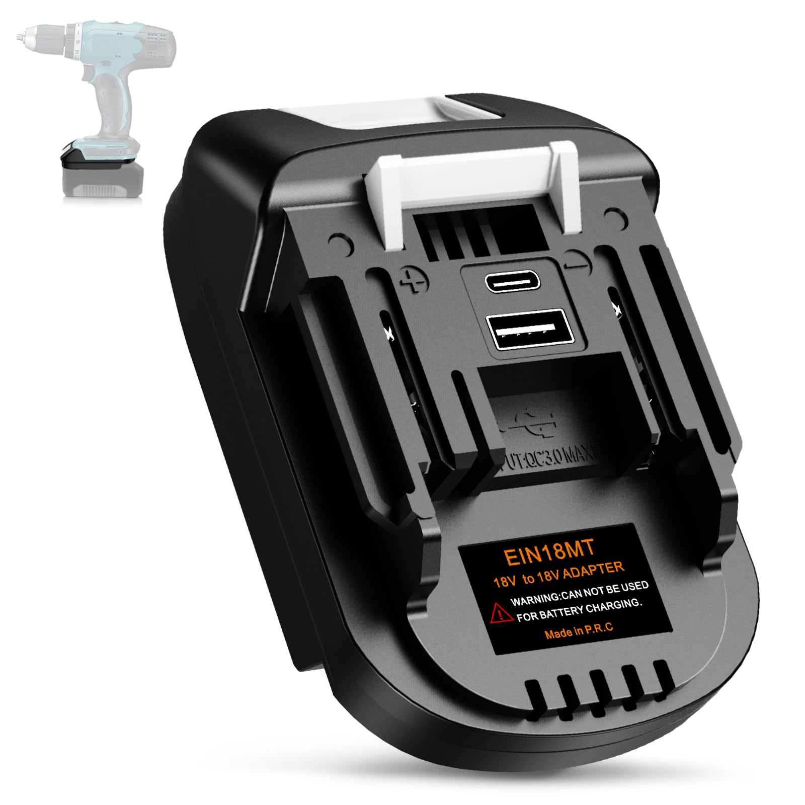 YNDZ Battery Adapter for Einhell 18V Power X-Change Battery Power for Makita BL1830 Series 18V LXT Tools, with Type-C 5V/2.1A & USB QC3.0 18W