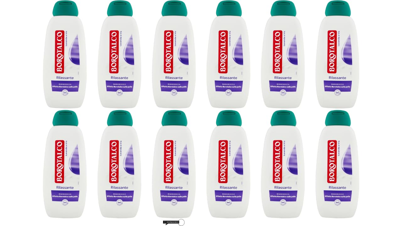 Borotalcö, bagnoschiuma Rilassante, gel doccia con lavanda e iris, detergente per il corpo, 450 ml, per una pelle morbida e vellutata + portachiavi in omaggio Italy Shop Service