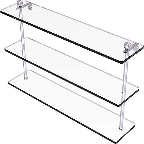 Miniatura 9 de Allied Brass PR-522 - Estante de cristal de triple nivel de 22 pulgadas, bronce cepillado