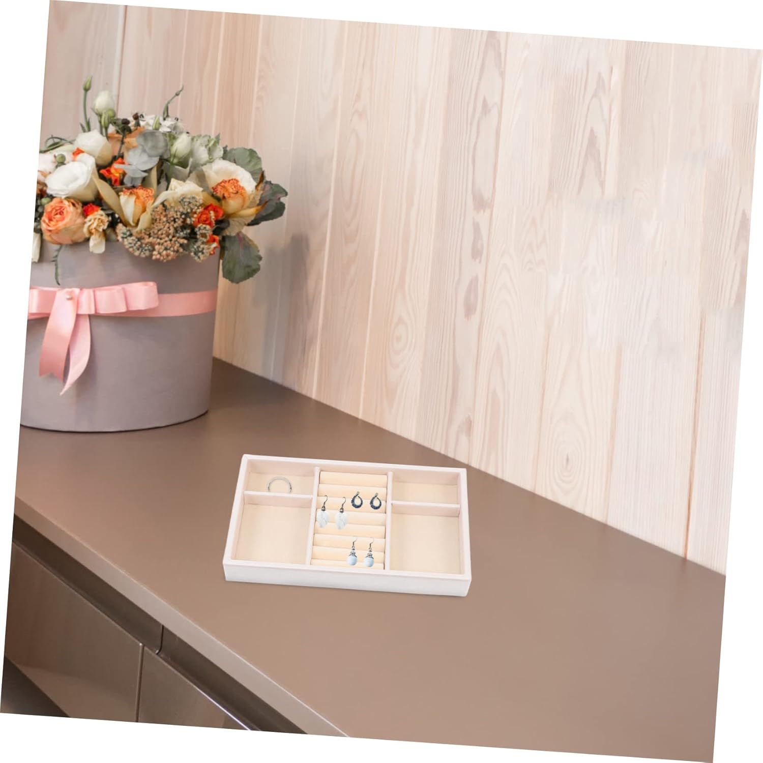 BESTYASH 3pcs Stackable Jewelry Trays Decorative Earring Plate Storage Organizer Ring Tray Liner Countertop Accessory Holder