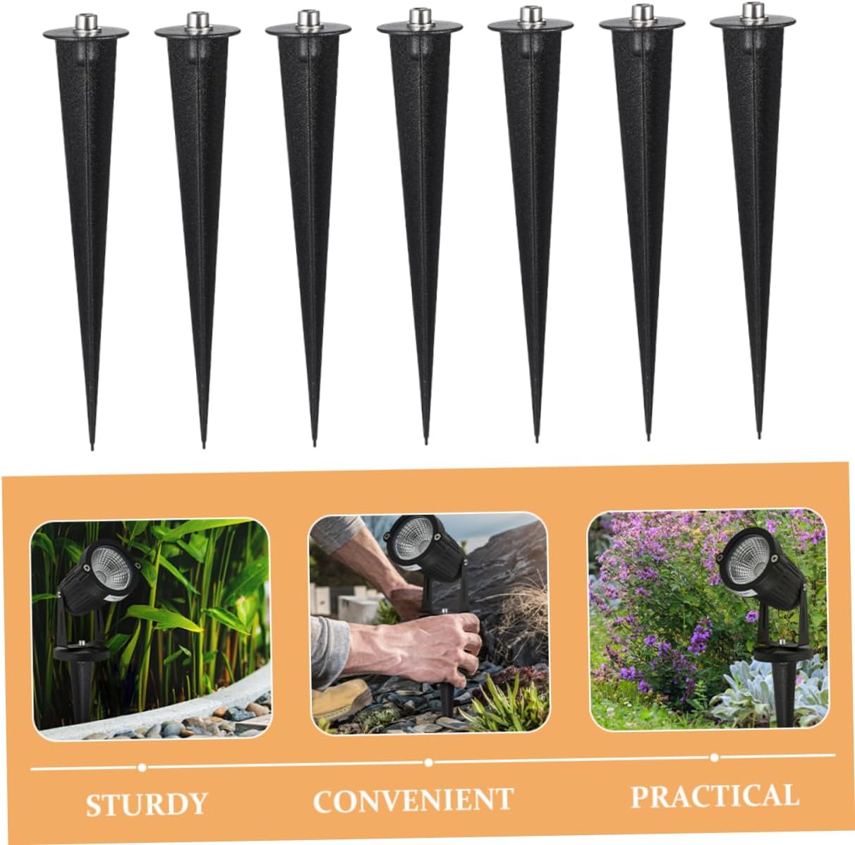VICASKY 32pcs Garden Solar Lamp Stakes Aluminum Ground Spike for Landscape Lighting Easy Installation for Outdoor Pathway and Lawn Decor