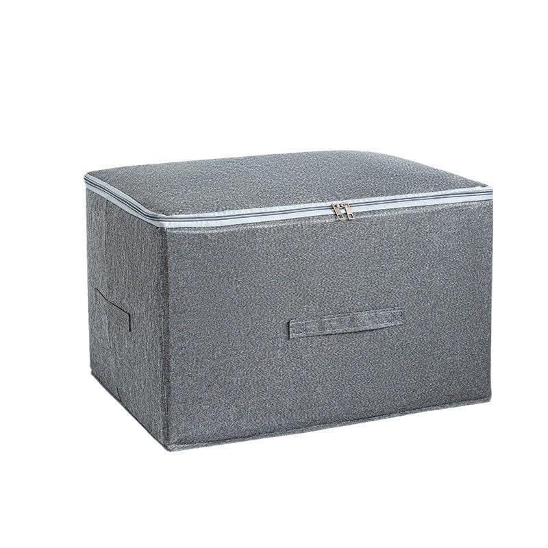 Cajas de almacenamiento plegables de tela con tapas, color gris (45 x 35 x 26 cm)