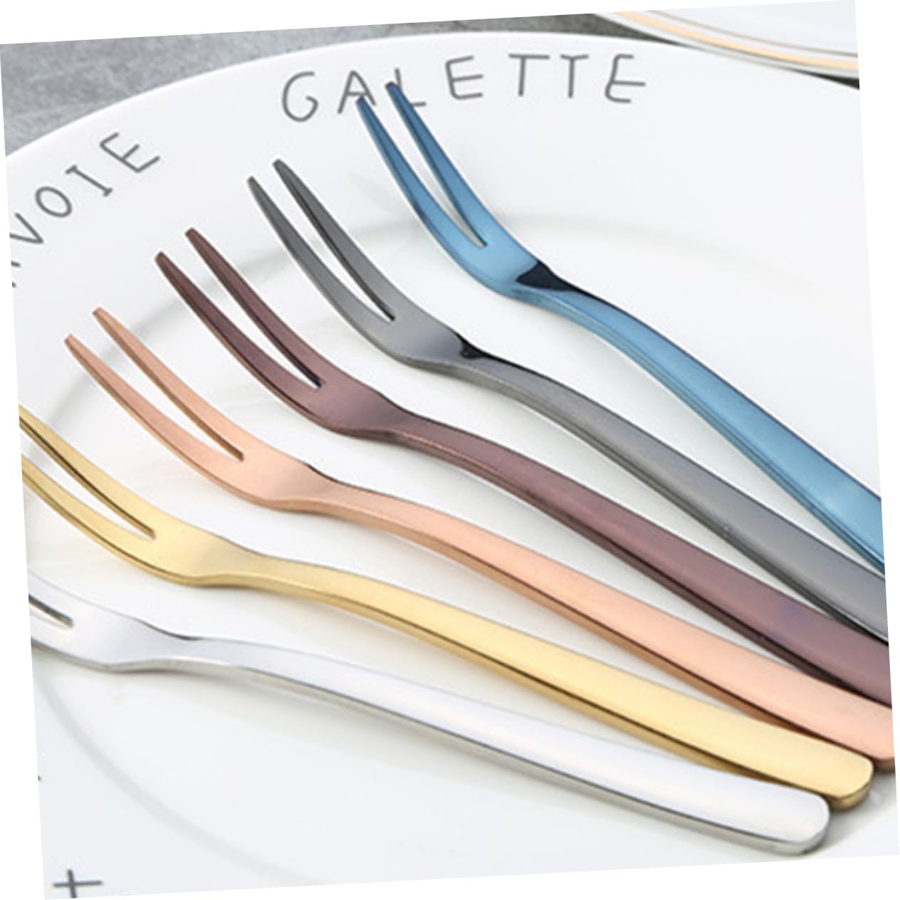 Alipis 18 Pollici forchette per dolci alla moda forchette da torta in acciaio inossidabile colorato frutta in acciaio inossidabile Set di frutta alla moda