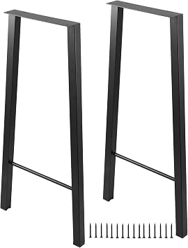 ALLCOS Bar Table Legs 40 Inch Metal Dining Table Legs Heavy Duty Metal Desk Legs Coffee Table Legs, Black, Set of 2
