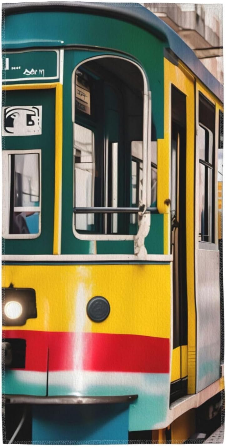 Lisbon Tram Print Hand Towels for Kitchen, Decorative Bathroom Towels Decor Farmhouse Cute for Men Women Gifts