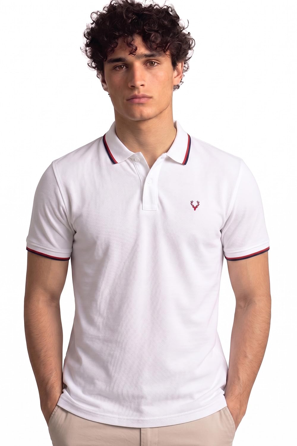 Buy Allen Solly Men’s Solid Polo T‑Shirt White - Image 1