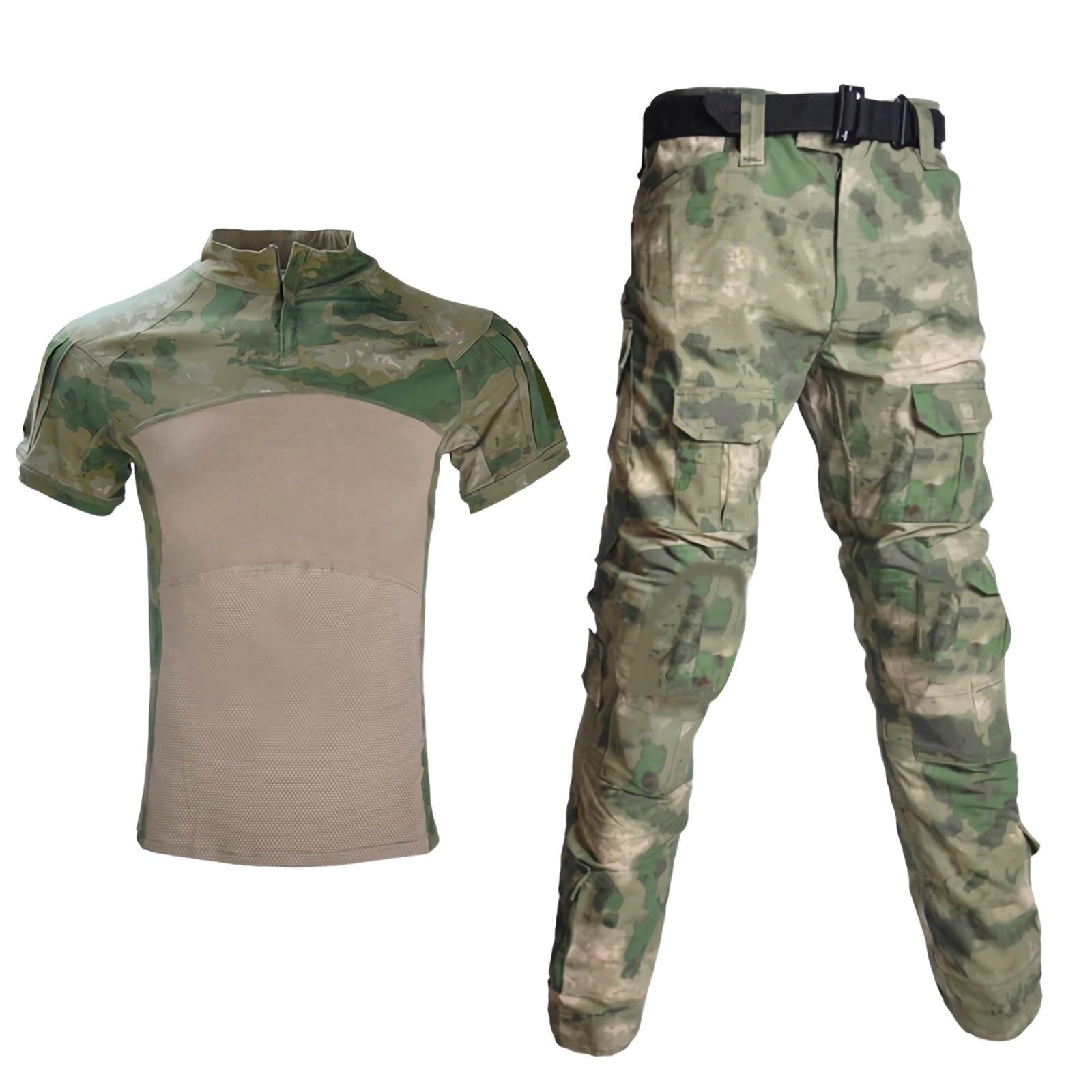 Męskie Taktyczne Kombinezony Wojskowe Z Krótkim Rękawem, Dopasowane Mundury Wojskowe, Koszula Bojowa I Spodnie BDU Do Airsoftu, Paintballu, Polowania Na Świeżym Powietrzu