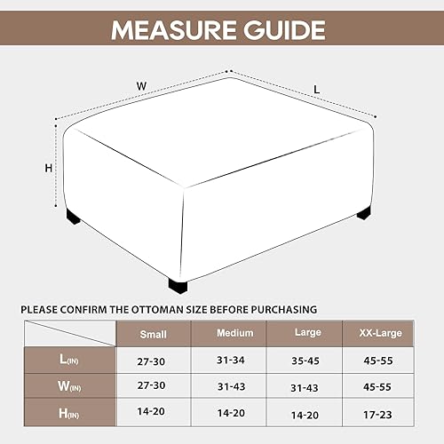 Miniatura 4 de NeColorLife Funda otomana de terciopelo cuadrada de almacenamiento, funda otomana gruesa y elástica con banda elástica para otomana (tamaño grande,