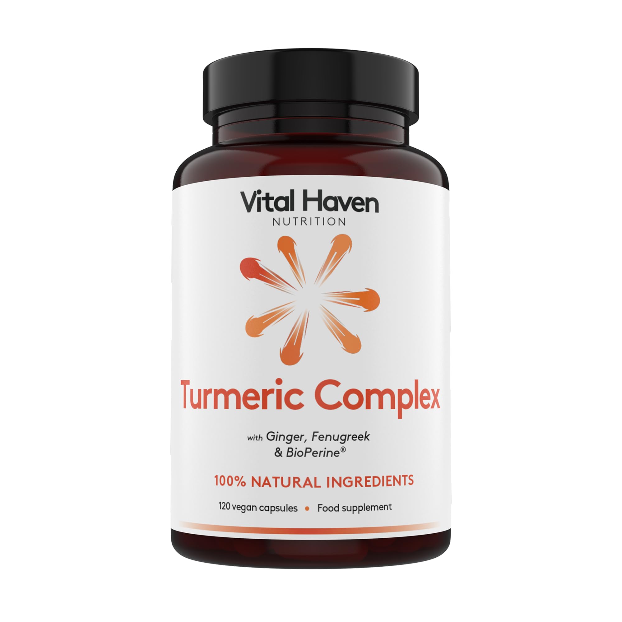 100% Natural Turmeric Supplement with BioPerine, Ginger & Fenugreek - UK Made