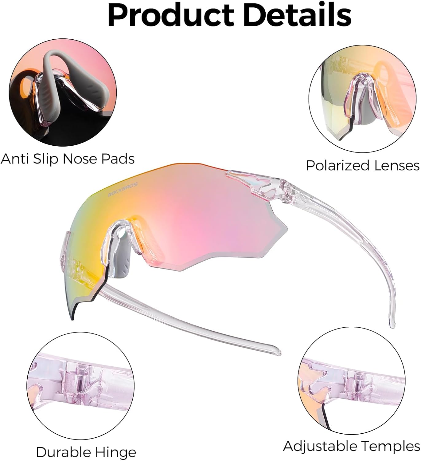 ROCKBROS Photochromic Sports Glasses for Women Men Wrap Around UV400 Protection for Cycling Fishing Driving