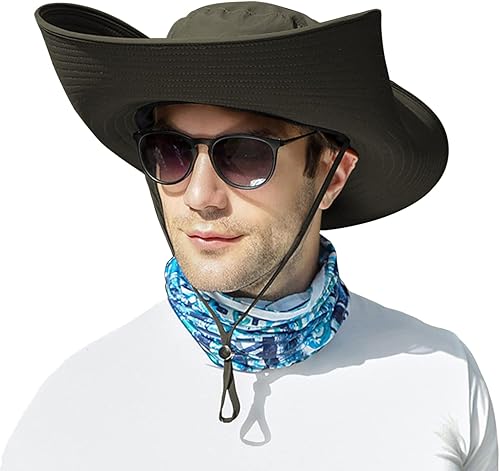 Miniatura 7 de Muryobao Sombreros de sol para hombre, UPF 50+, malla impermeable, ala ancha, sombrero de pesca