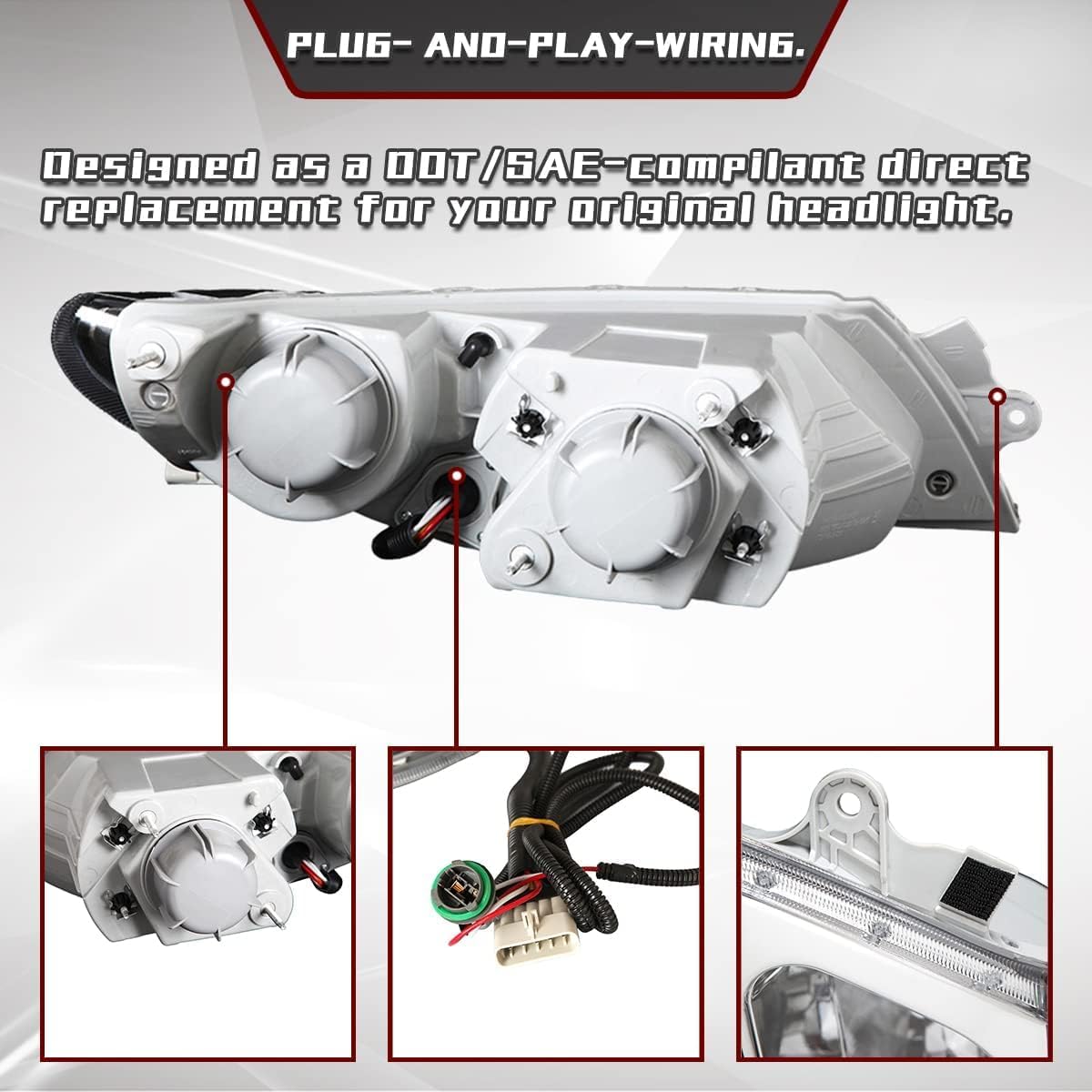 High Soar Headlight Assembly DRL for International Harvester 3200 3300 4100 SBA 4200 4300 4400LP 4400 4900 8500 TranStar 8600 Truck, Headlamp Replacement Right/Passenger Side