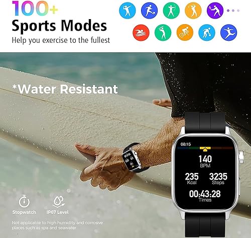 Miniatura 10 de JUGEVI Relojes inteligentes para mujeres y hombres (respuestahacer llamadas) Pantalla HD de 1.91 pulgadas, monitor de sueño, ritmo cardíaco, oxígeno