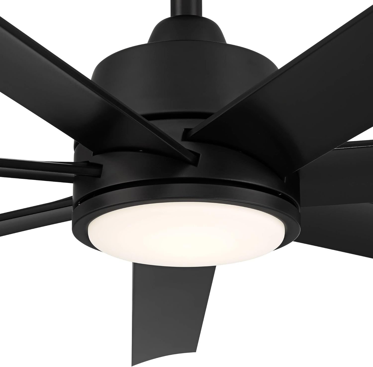 Casa Vieja 56" Phoenix Modern Indoor Ceiling Fan with CCT LED Light and 6-Speed Remote Max Black Finish 7-Blade for Bedroom Living Room Kitchen Dining Office Family Garage Shop - 6" Downrod