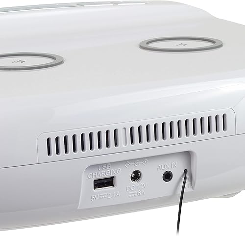 Miniatura 5 de Studebaker Workstaton Sistema de música HiFi con Bluetooth, radio FM, CD y estación de carga inalámbrica Qi (blanco)