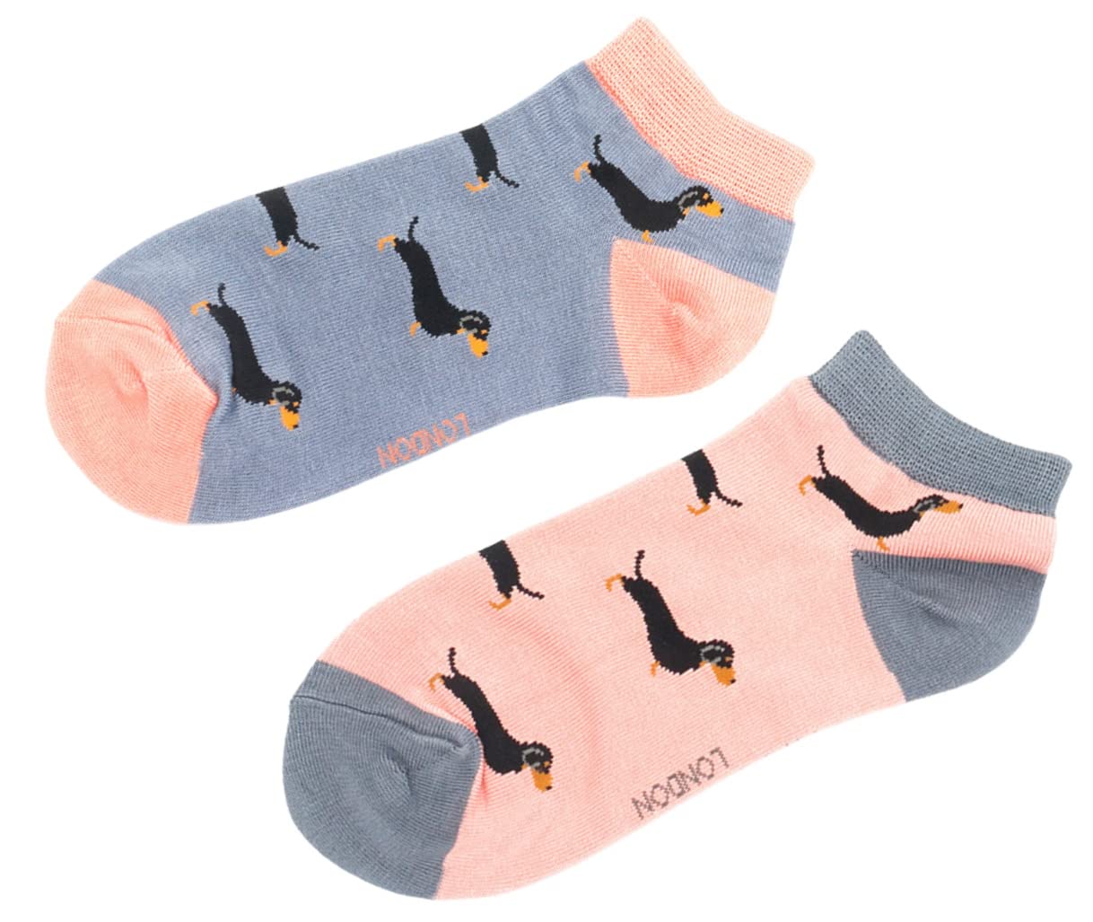 LilyRosa Womens Low Cut Trainer Socks 4-7 Dachshund Dogs 2 Pairs (Sausage Dog)