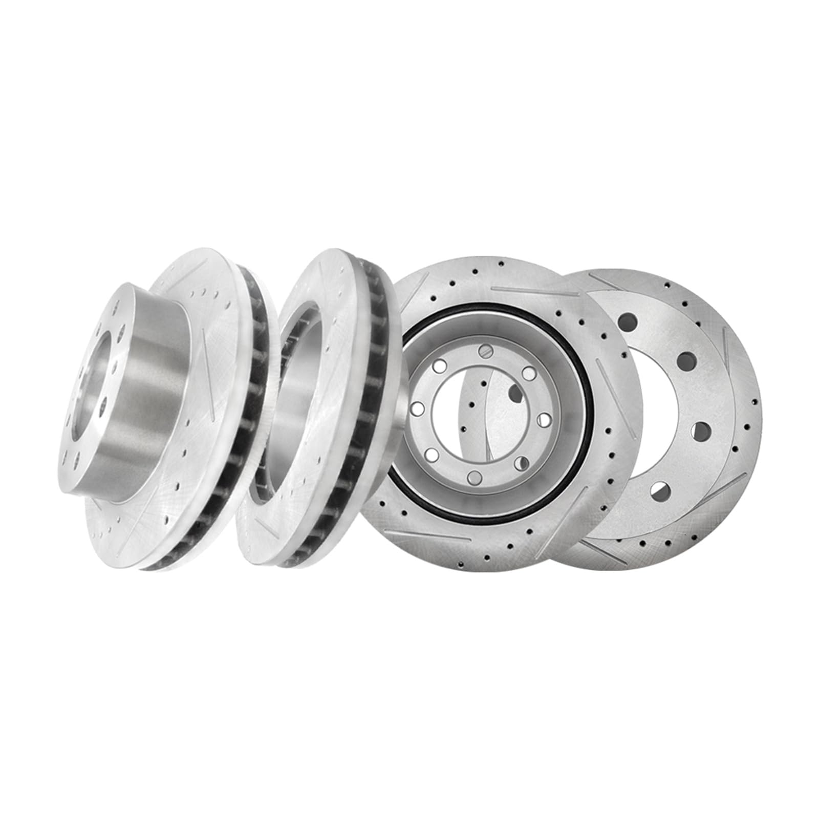 PM Auto Set of 4 Front 325mm-Rear 330mm Drilled Slotted Brake Disc Rotors Replacement For 2002-2004 Chevrolet Silverado 2500