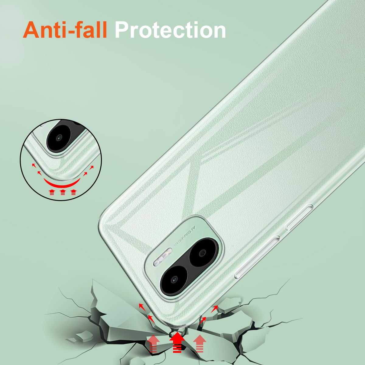 Cover Per Xiaomi Redmi A1 / A2 Con 3 Pellicole In Vetro Temperato - Custodia Morbida TPU Trasparente, 6,52'' - 2