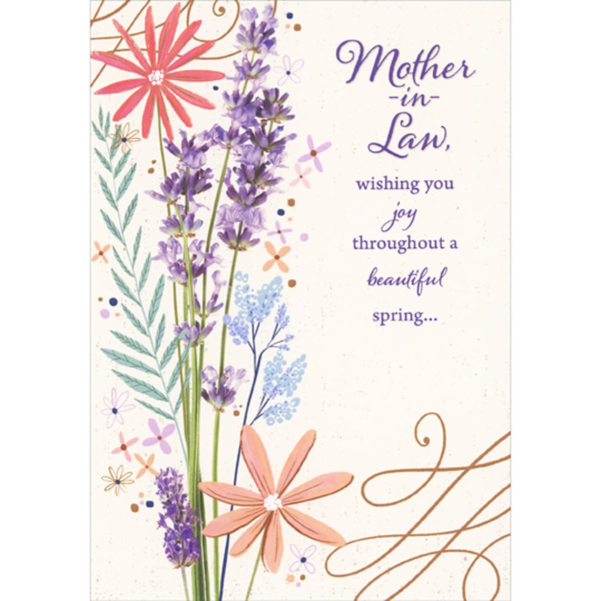 Designer Greetings Wishing You Joy: Tall Red, Purple and Blue Flowers Easter Card for Mother-in-Law