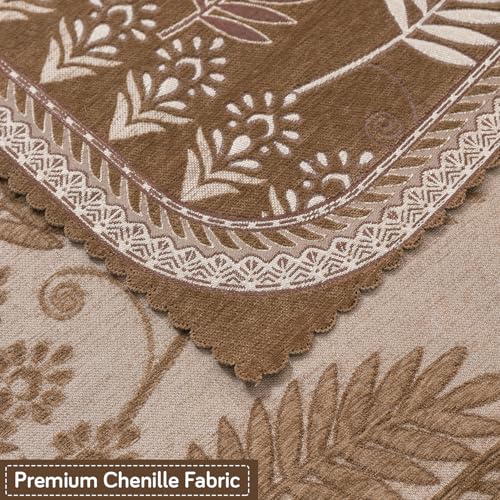 Image of HOKIPO Bagh Brown Premium Chenille Jacquard Sofa Cover for 2 Seater for Seat & Back, 'Royal Aangan Series' (IN-1007-L6*2)