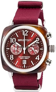 بريستون ساعة عملية كاجوال رجال انالوج بعقارب نايلون CLUBMASTER CLASSIC ACETATE بمينا أحمر