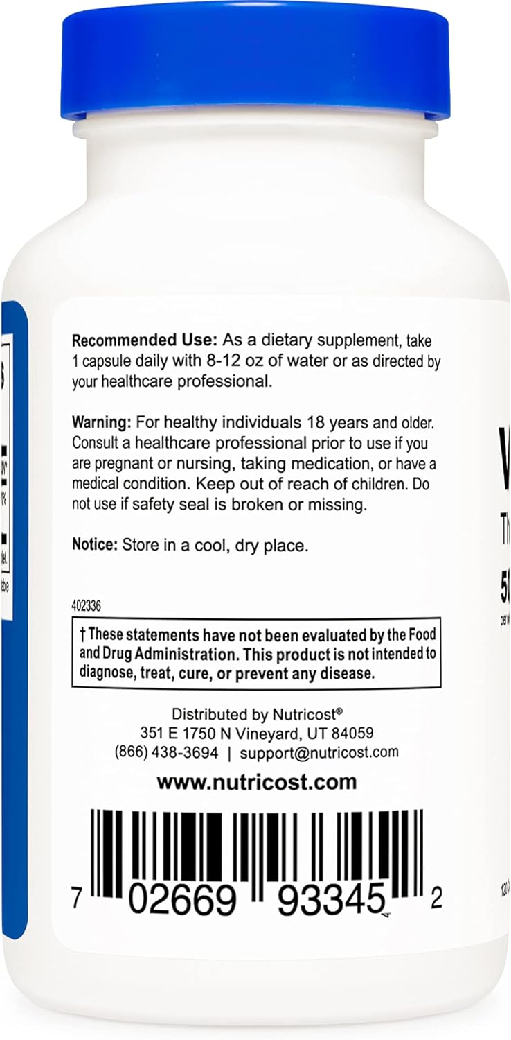 Nutricost Vitamin B1 (Thiamin) 500mg, 120 Capsules (2 Bottles) : Health & Household