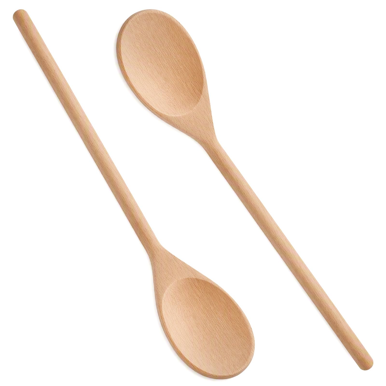 2Pcs Wooden Spoons for Cooking 30cm, Long Handle Heat Resistant