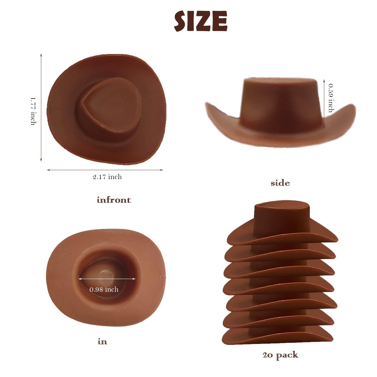 Amazon.com: 20 Pcs Brown Mini Cowboy Hats for Crafts Plastic 