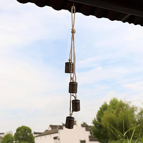 Miniatura 2 de Walbest Campanas de Navidad, 4 campanas de vaca decorativas de inspiración tibetana de metal, campanas colgantes de Navidad de metal, decoración