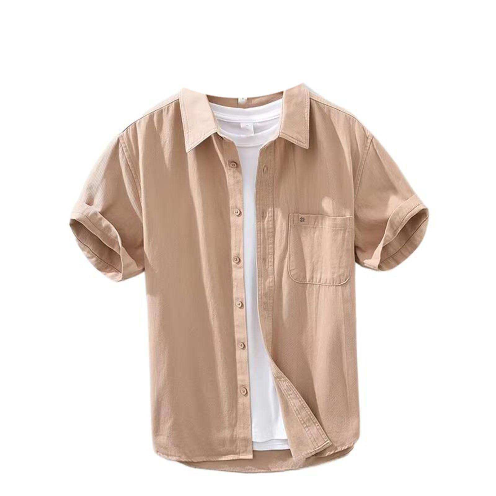 Camicetta Leggera da Uomo con Tasca applicata e Ricamo, Top Casual da Lavoro Estivo
