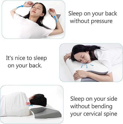 Miniatura 7 de Almohada cervical ergonómica para soporte firme del cuello, almohada ortopédica de contorno para alivio del cuello de espaldalateral, almohada de