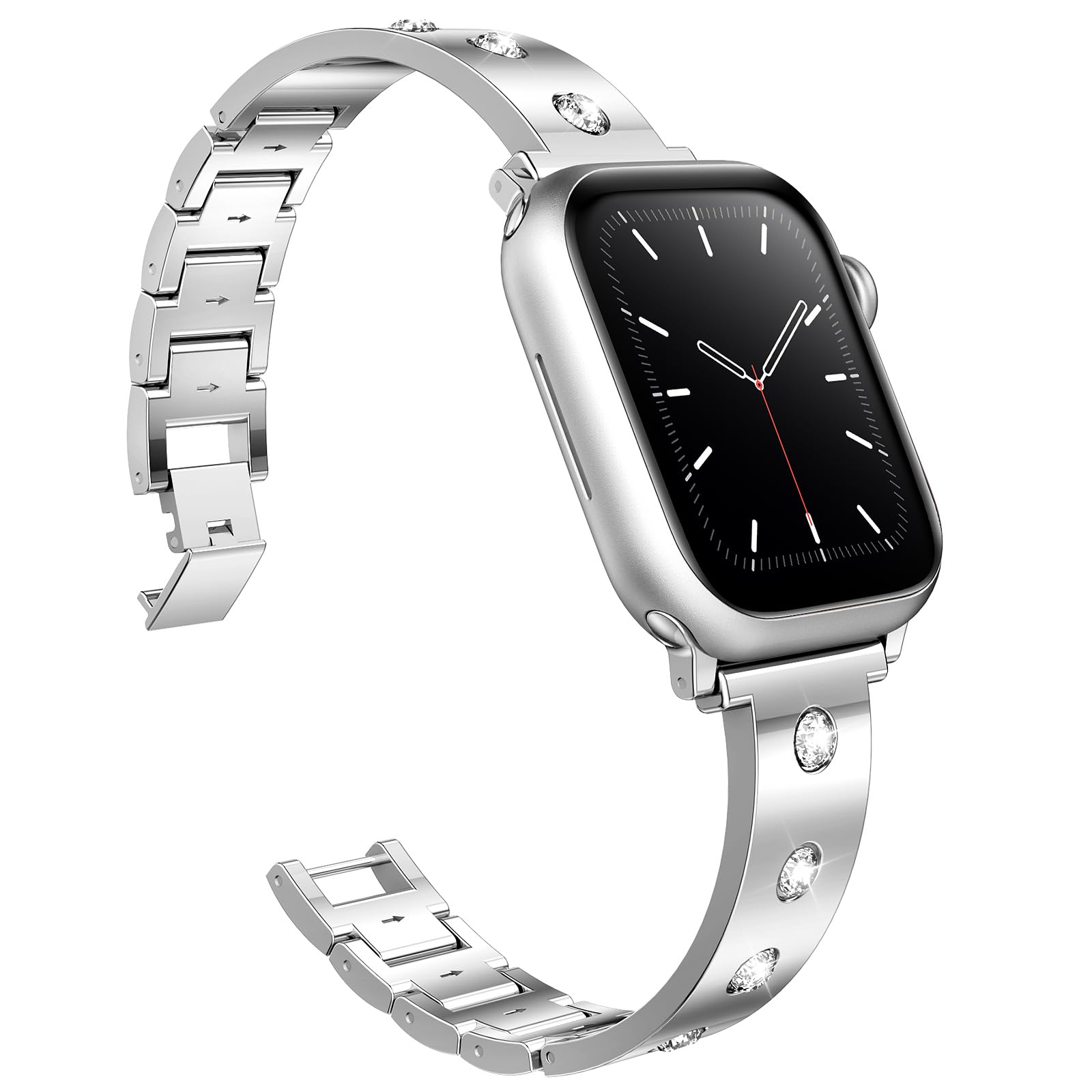Mosonio Dressy Jewelry Bracelet Bands Compatible with Apple Watch Band 46mm 45mm 44mm 49mm 42mm 41mm 40mm 38mm for Women, Cute and Stylish Diamond