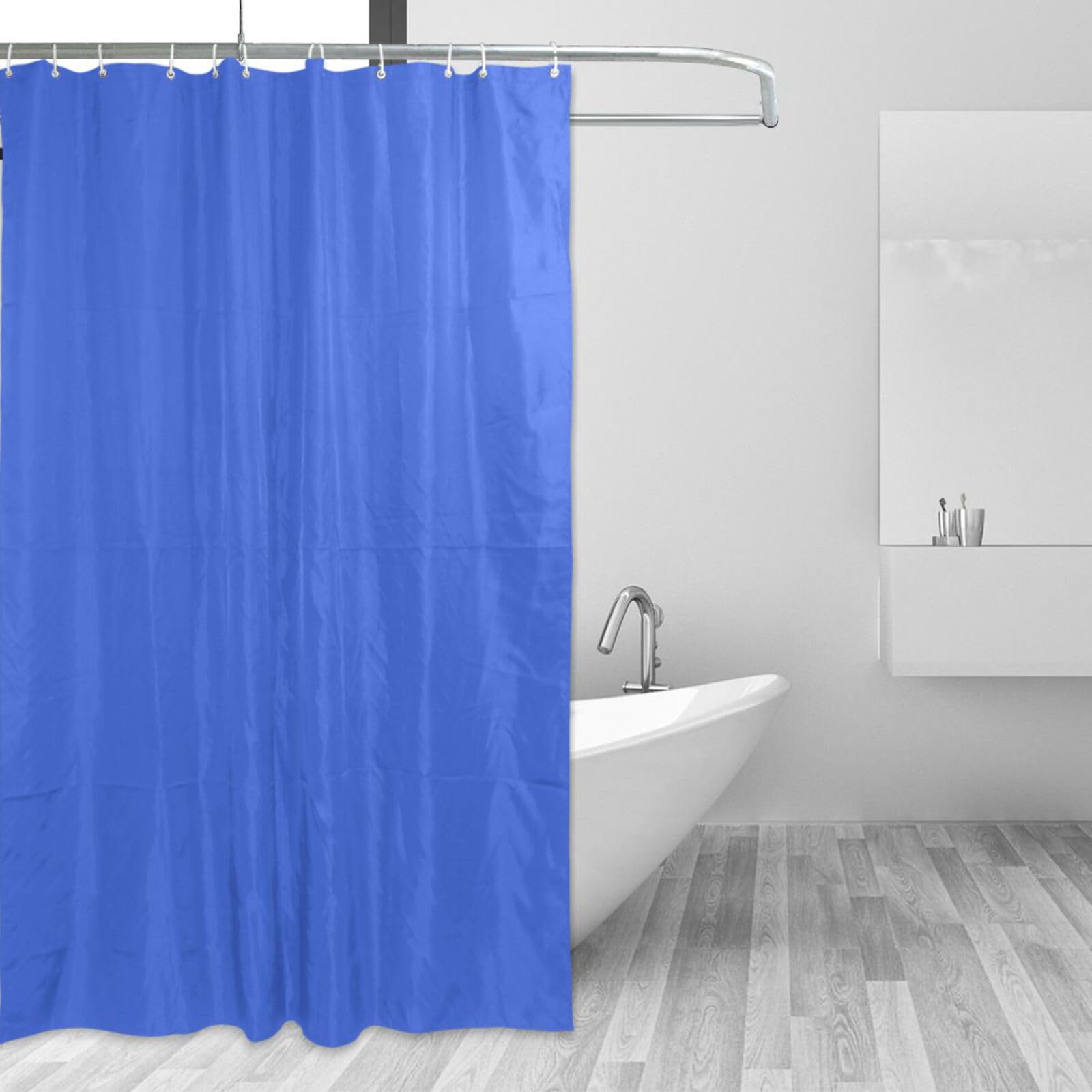 Cortina de ducha impermeable azul real, poliéster duradero, lavable, diseño liso puro con ganchos, perfecto para baños completos, cortinas para Baño a Prueba de Agua