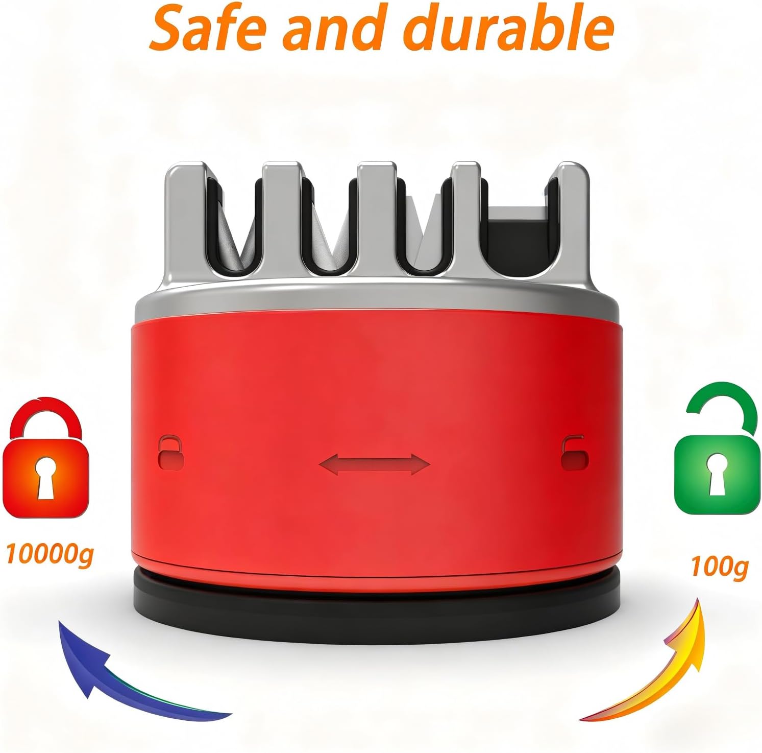 VIRO Compact Suction Kitchen Chef Knife and Scissors Sharpener for Straight and Serrated Knives, 4-Stage Knife Sharpening Tool Helps Repair and Restore Blades, Red
