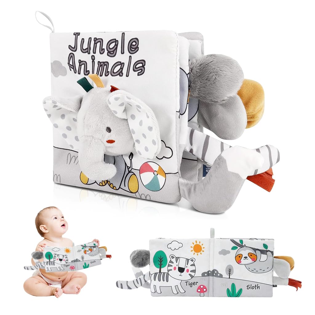 SNOWIE SOFT® Elephant Baby Books 0-6 Months Baby Toys 6-12 Months, Nontoxic Fabric Soft Baby Cloth Books, Early Educational Activity Baby Sensory Toy, Waterproof Soft Books for Toddler Shower Gift-picture-16