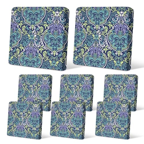pickyNproud 8Pcs Patio Cushion Covers Stretch Outdoor Couch Cushions Slipcovers Replacement Washable Furniture Protector with Elastic Bottom Sofa Chair Seat Cover