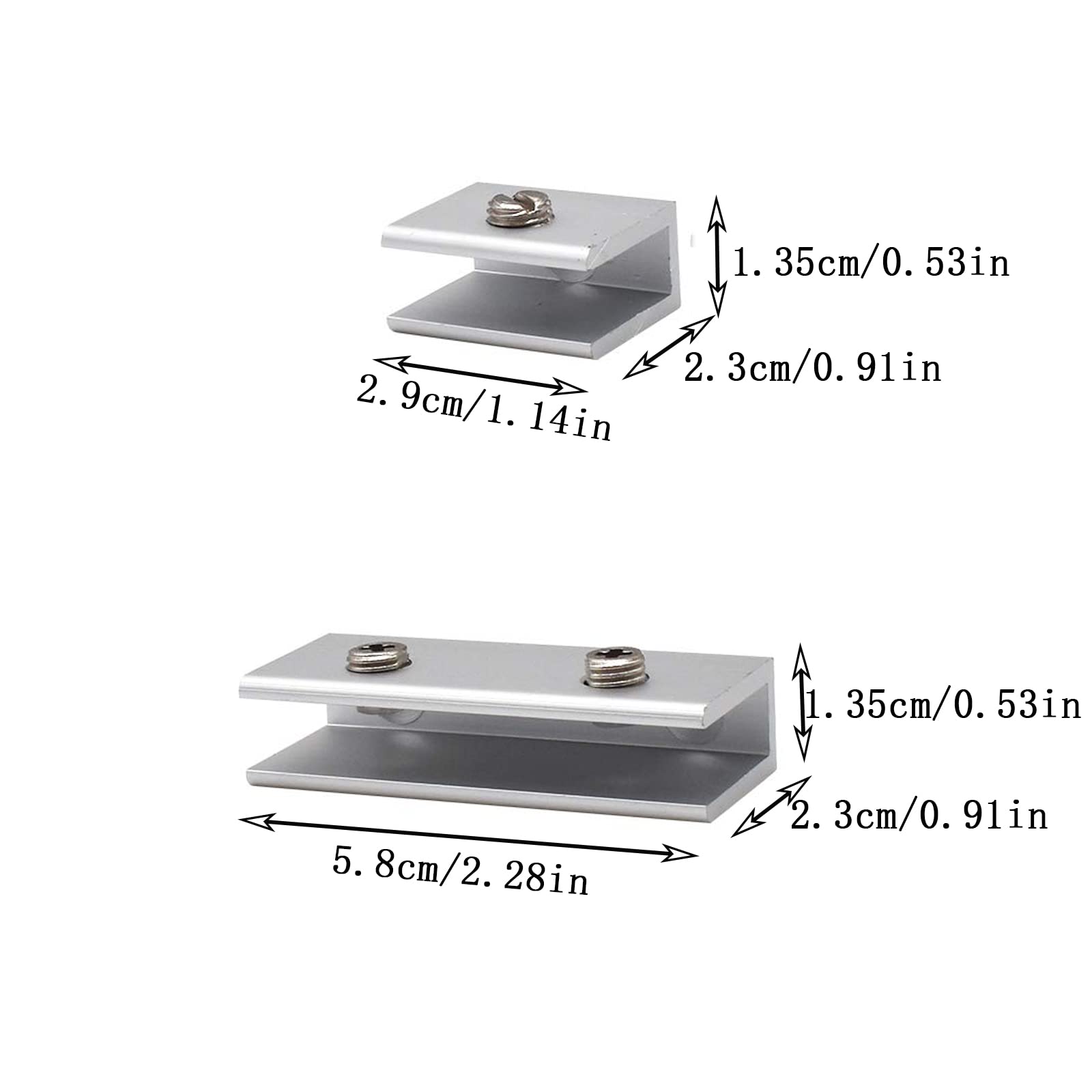 Srup 12 x Aluminium Glass Shelf Brackets 6 to 8 mm, 6 to 8 mm Aluminium Glass Clamps, 6-8 mm Shelf Brackets - Image 2
