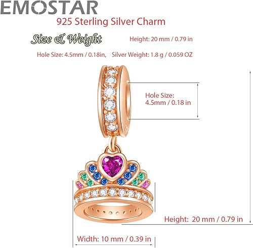 Miniatura 3 de EMOSTAR Rose Gold Valentine's Day Charms fits European Bracelet, Boy and Girl in Love, I Love You Gesture, Stars Crescent Moon, Crown, Celtic Knot