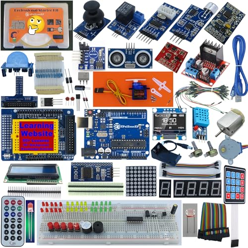 ePalZoneXP Kit de inicio compatible con Arduino Uno R3 o MEGA 2560 R3, las más detalladas explicadas más de 50 lecciones, más de 40 artículos de conocimiento de fondo (kit profesional con compatible