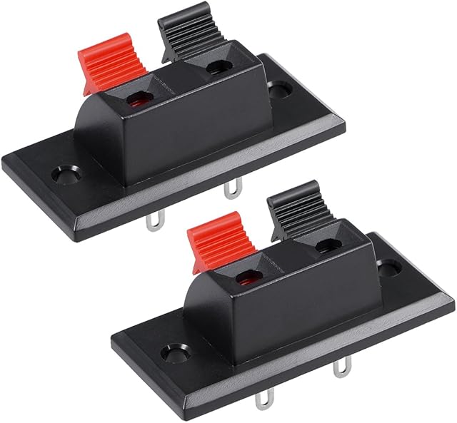 sourcingmap 2pcs 2 Way Jack Socket Spring Push Release Connector Speaker Terminal Strip Block