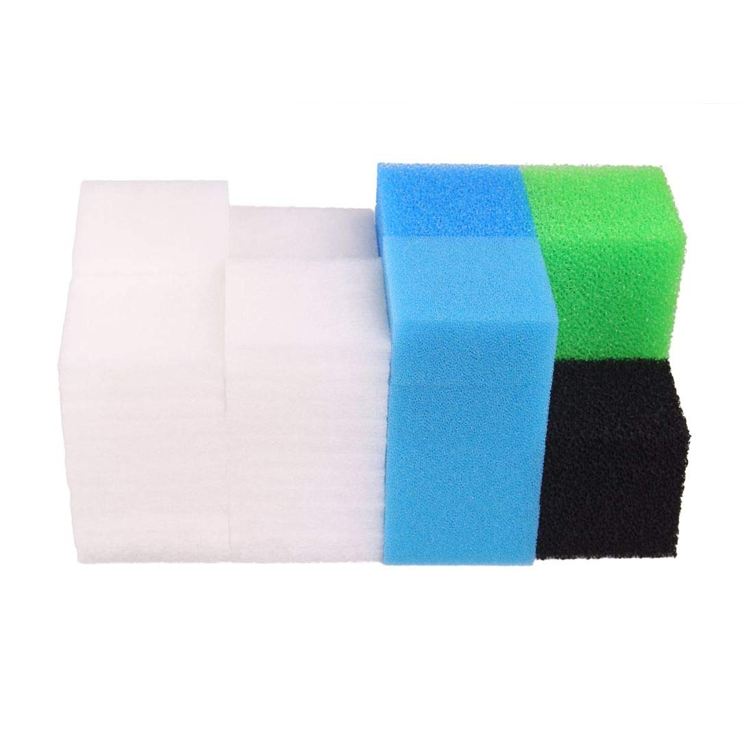 Compatible Ensemble de Mousse Filtrante pour Juwel Compact/Bioflow 3.0 / M (4X Bleu Fin, 4X Bleu Gros, 4X Vert Nitrax, 4X Mousse au Charbon Actif, 50x Ouate Filtrante)