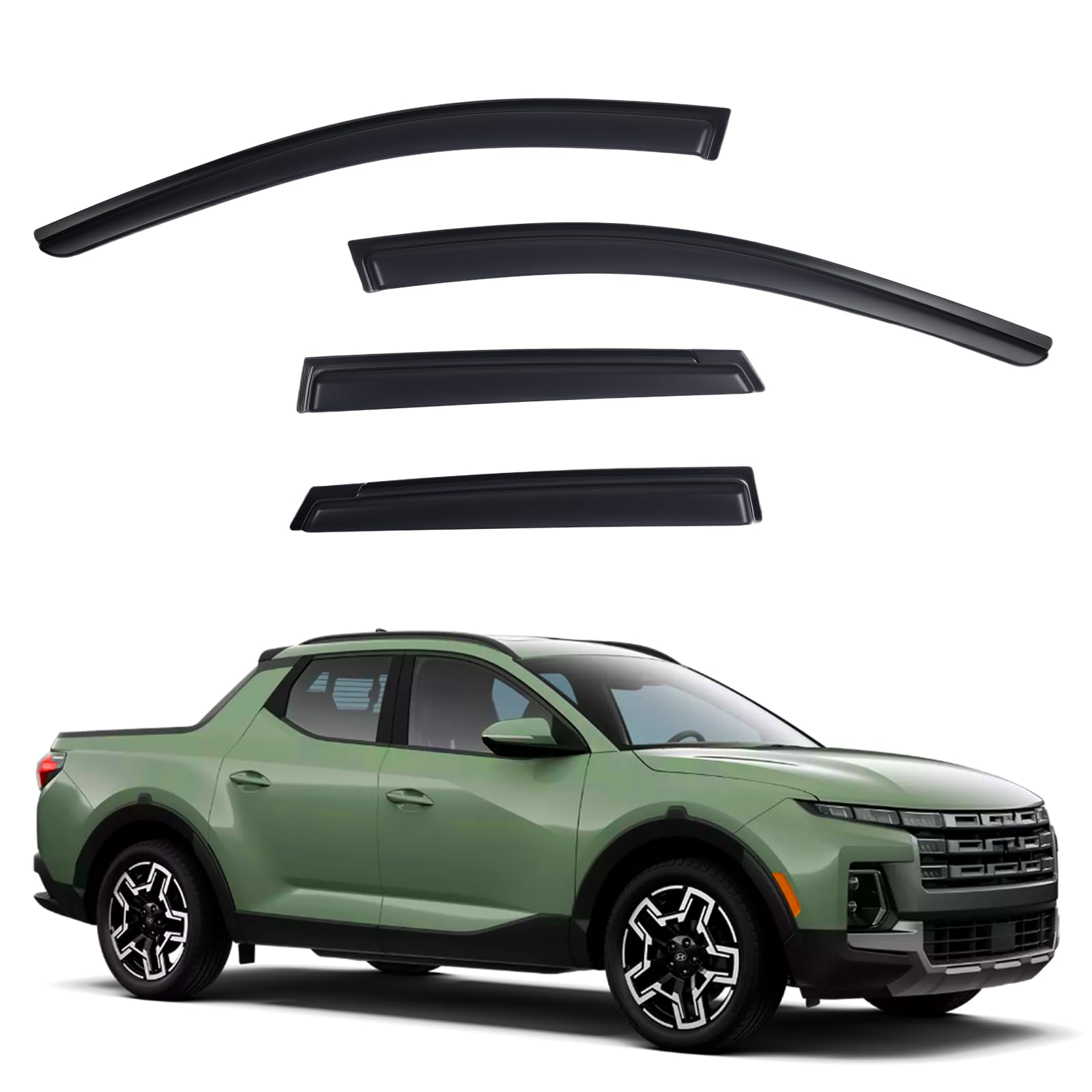 window visors rain guards fits hyundai santa cruz 2022-2026, out-channel window wind deflectors vent shades accessories, dark smoke 4 pcs, 2023 2024 2025