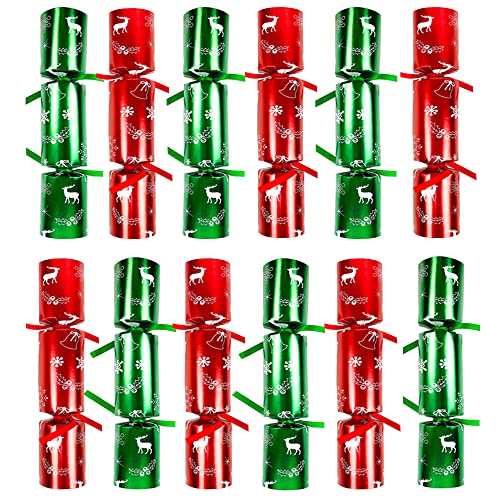 Darnassus 12 Pack Christmas No-snap Party Table Favors Christmas themed Holiday Supplies with Party Hat Joke & Little Gift Inside for Kids Adults Xmas Gift