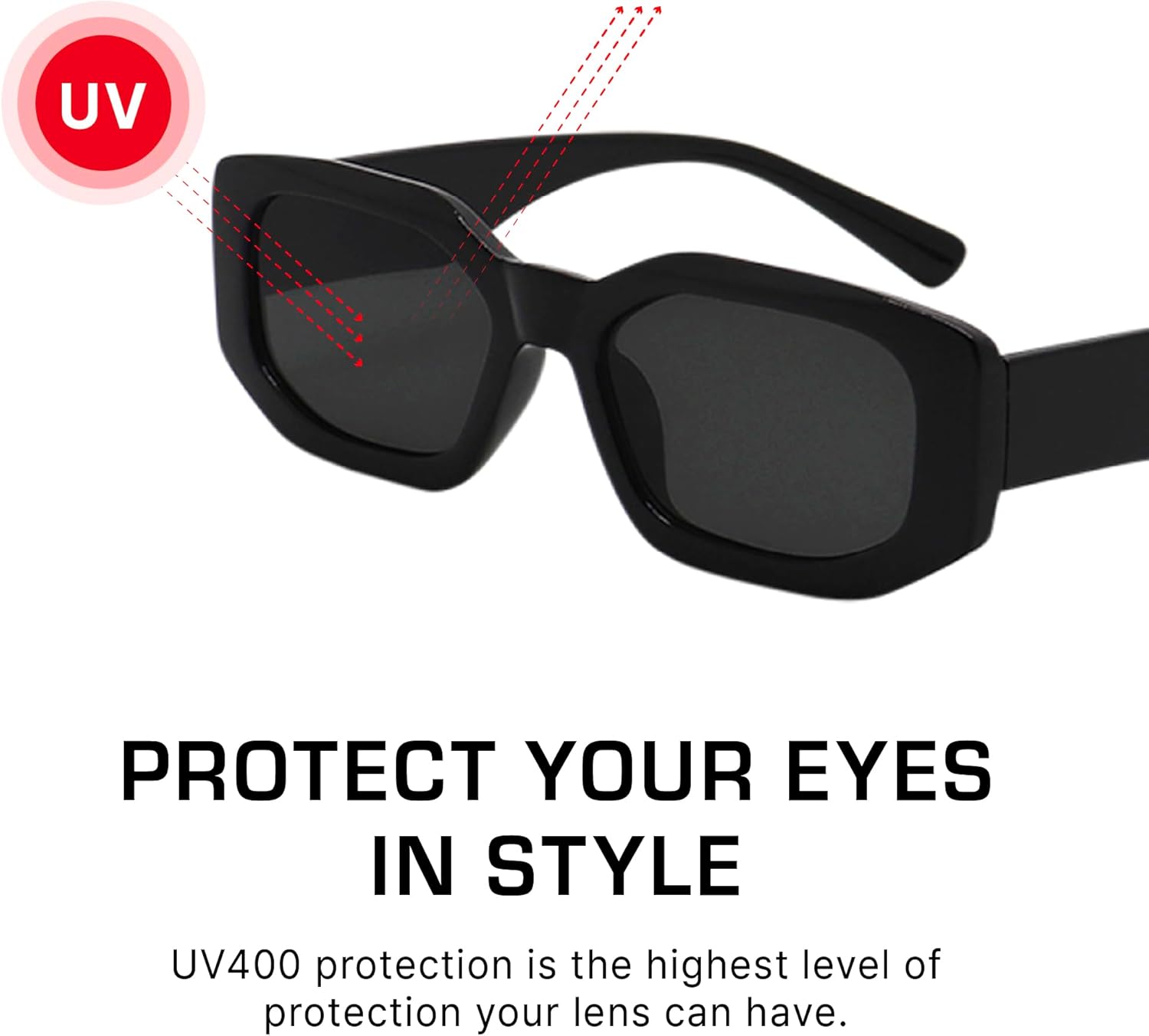 Mad Shade Sunglasses for Men & Women, Modern Classic Square Retro Fashion Shade with UV400 Protection, Oversized Bold Black - Image 6