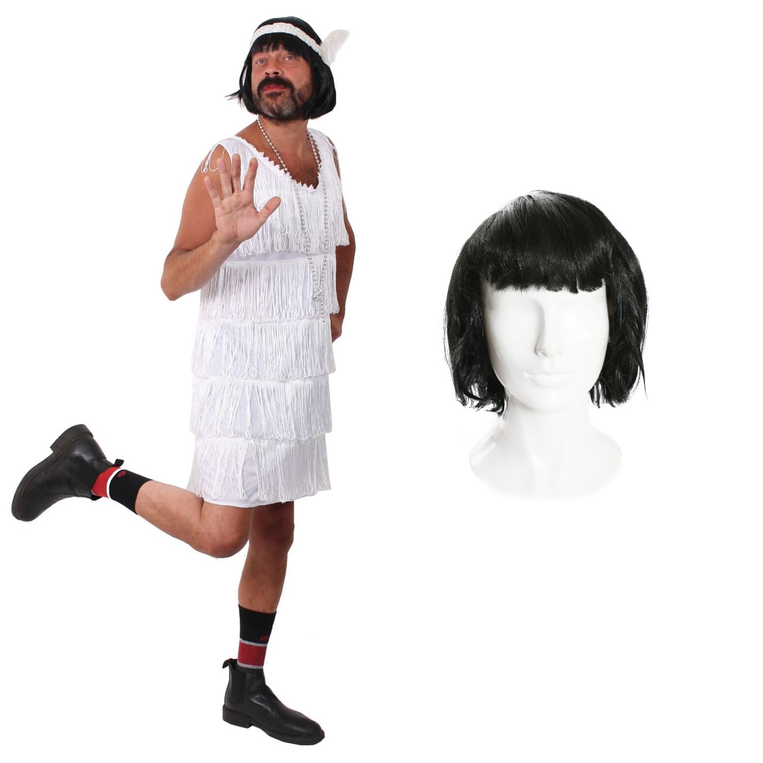 Mens Stag Night White Flapper Fancy Dress Costume