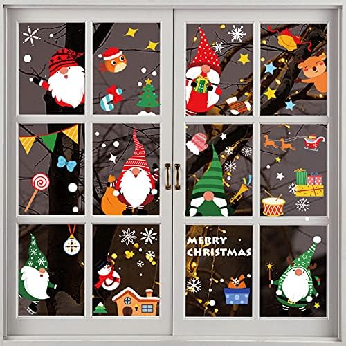 Miniatura 2 de Adhesivos navideños para ventana, 6 hojas, calcomanías de decoración de ventana de Navidad, calcomanías estáticas de PVC para vidrio, calcomanías de