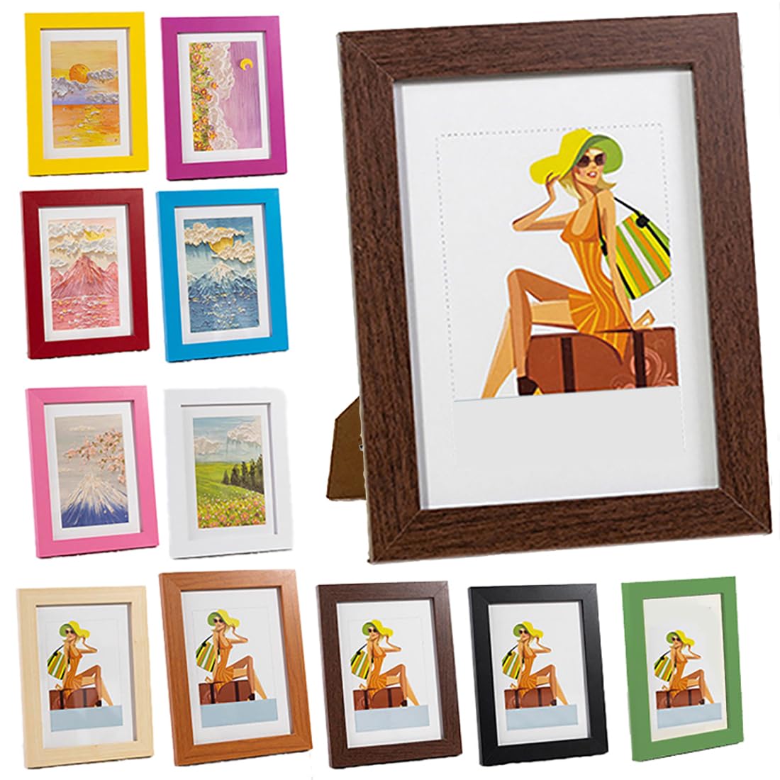 Coloured Wooden 4X6 5X7 6X8 Classic Elegant DIY Poster Picture Photo Frames (Walnut, 5"x7")